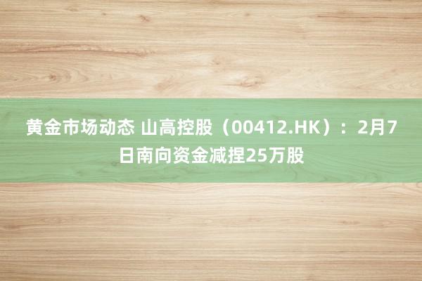 黄金市场动态 山高控股（00412.HK）：2月7日南向资金减捏25万股