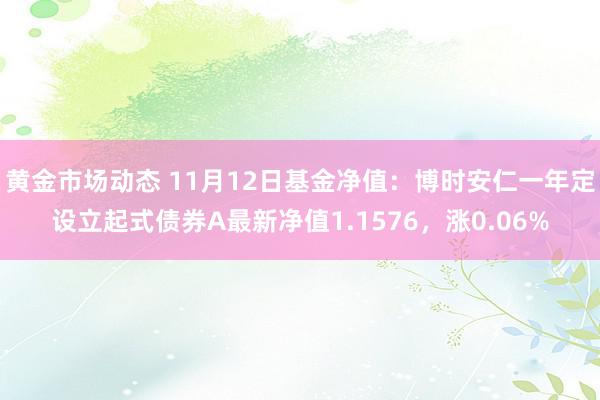 黄金市场动态 11月12日基金净值：博时安仁一年定设立起式债券A最新净值1.1576，涨0.06%