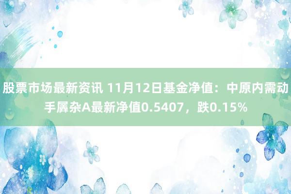 股票市场最新资讯 11月12日基金净值：中原内需动手羼杂A最新净值0.5407，跌0.15%