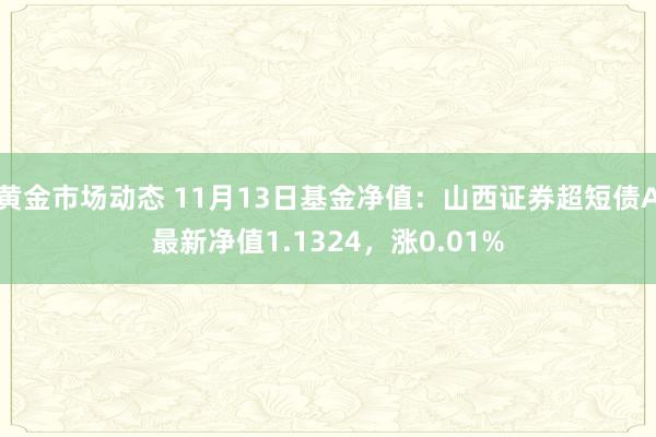 黄金市场动态 11月13日基金净值：山西证券超短债A最新净值1.1324，涨0.01%