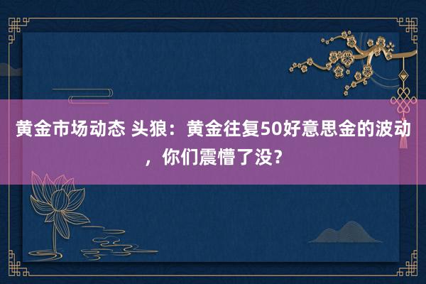 黄金市场动态 头狼：黄金往复50好意思金的波动，你们震懵了没？