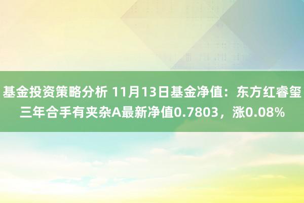 基金投资策略分析 11月13日基金净值：东方红睿玺三年合手有夹杂A最新净值0.7803，涨0.08%