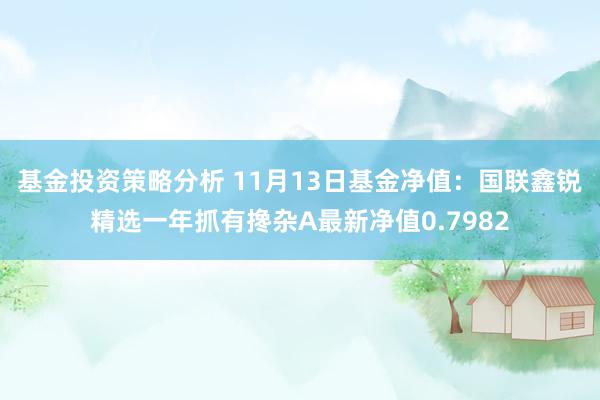 基金投资策略分析 11月13日基金净值：国联鑫锐精选一年抓有搀杂A最新净值0.7982