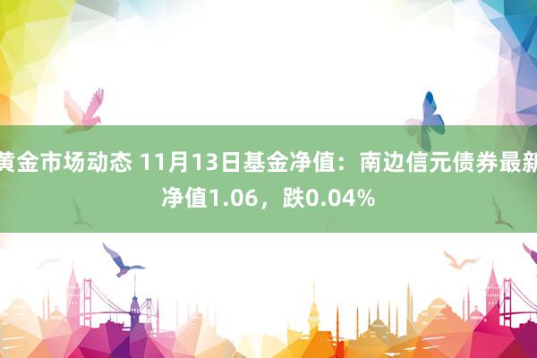 黄金市场动态 11月13日基金净值：南边信元债券最新净值1.06，跌0.04%