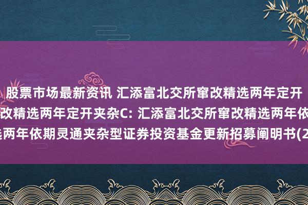 股票市场最新资讯 汇添富北交所窜改精选两年定开夹杂A,汇添富北交所窜改精选两年定开夹杂C: 汇添富北交所窜改精选两年依期灵通夹杂型证券投资基金更新招募阐明书(2024年11月15日更新)