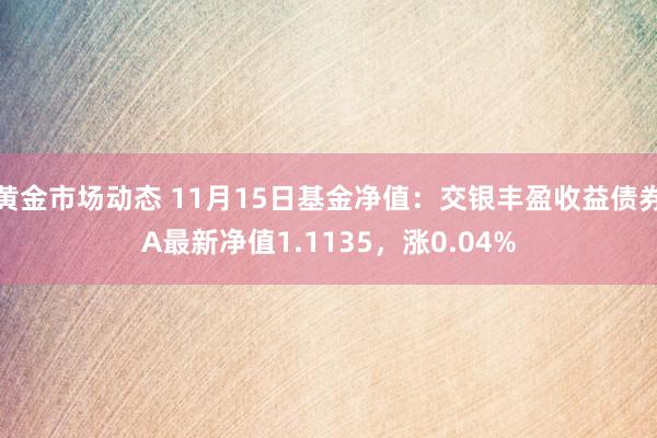 黄金市场动态 11月15日基金净值：交银丰盈收益债券A最新净值1.1135，涨0.04%