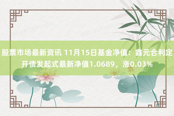 股票市场最新资讯 11月15日基金净值：鑫元合利定开债发起式最新净值1.0689，涨0.03%