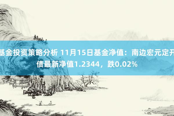 基金投资策略分析 11月15日基金净值：南边宏元定开债最新净值1.2344，跌0.02%