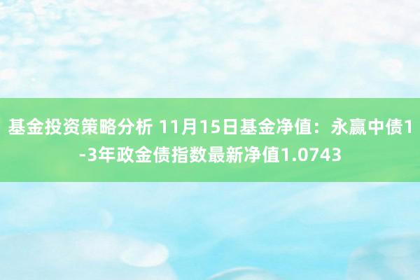 基金投资策略分析 11月15日基金净值：永赢中债1-3年政金债指数最新净值1.0743