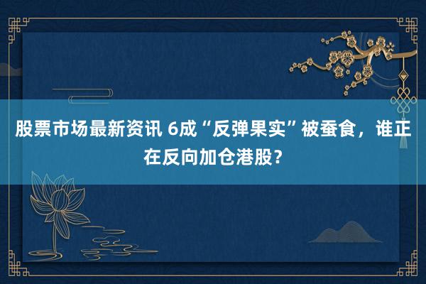 股票市场最新资讯 6成“反弹果实”被蚕食，谁正在反向加仓港股？