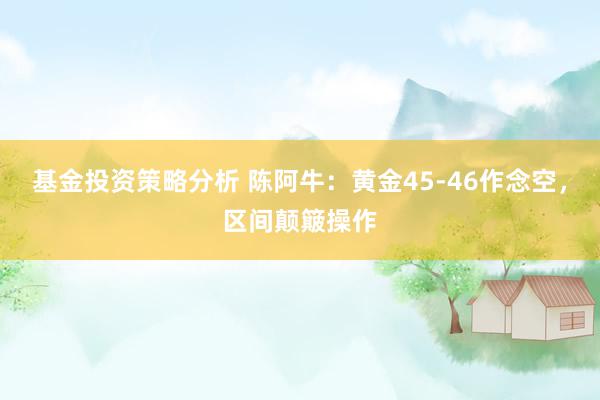 基金投资策略分析 陈阿牛：黄金45-46作念空，区间颠簸操作