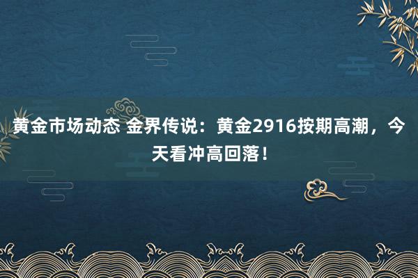 黄金市场动态 金界传说：黄金2916按期高潮，今天看冲高回落！