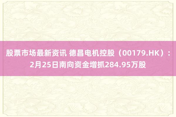 股票市场最新资讯 德昌电机控股（00179.HK）：2月25日南向资金增抓284.95万股