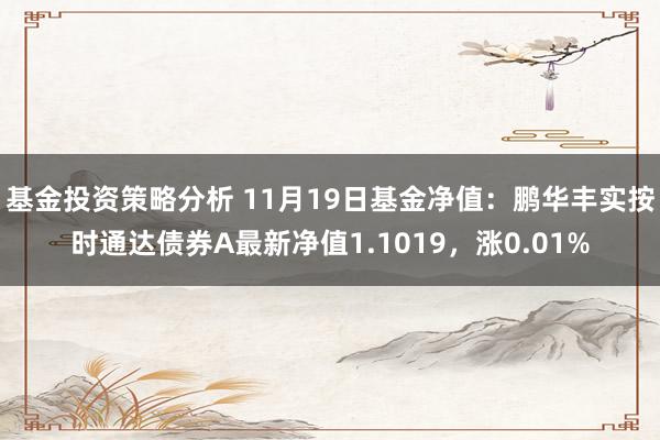 基金投资策略分析 11月19日基金净值：鹏华丰实按时通达债券A最新净值1.1019，涨0.01%