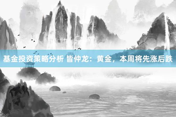 基金投资策略分析 皆仲龙：黄金，本周将先涨后跌