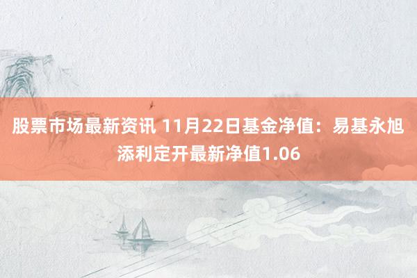 股票市场最新资讯 11月22日基金净值：易基永旭添利定开最新净值1.06