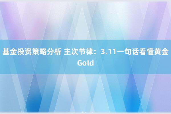 基金投资策略分析 主次节律：3.11一句话看懂黄金Gold