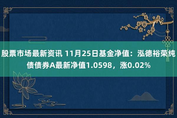 股票市场最新资讯 11月25日基金净值：泓德裕荣纯债债券A最新净值1.0598，涨0.02%