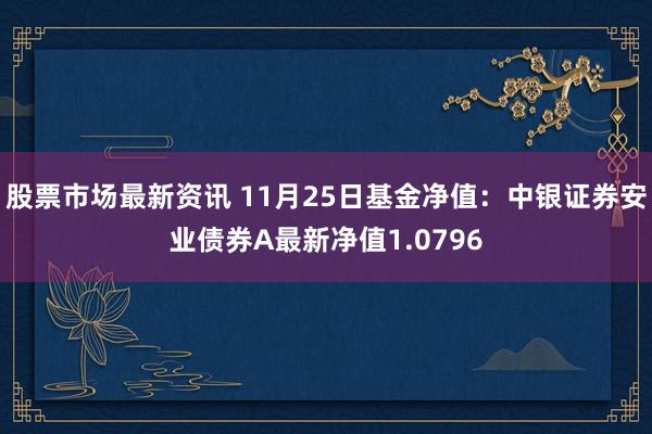 股票市场最新资讯 11月25日基金净值：中银证券安业债券A最新净值1.0796