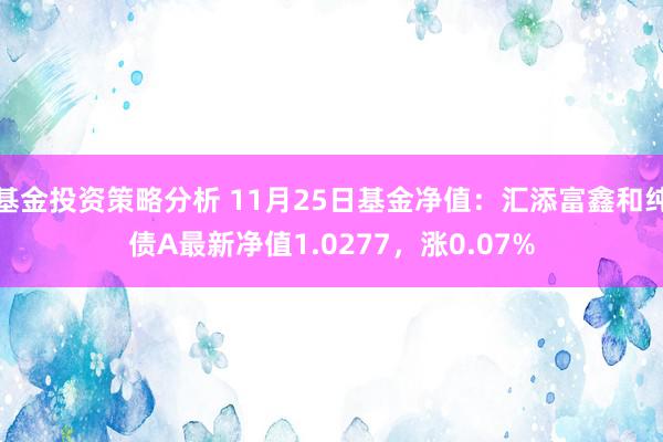 基金投资策略分析 11月25日基金净值：汇添富鑫和纯债A最新净值1.0277，涨0.07%