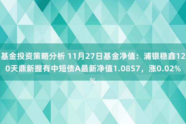 基金投资策略分析 11月27日基金净值：浦银稳鑫120天鼎新握有中短债A最新净值1.0857，涨0.02%